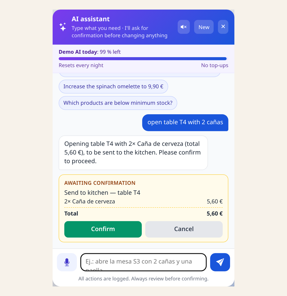 AI POS system: run your whole POS by voice or text