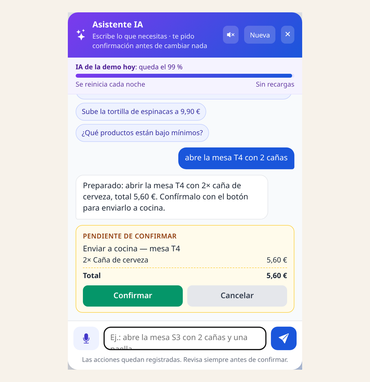 TPV con IA: controla todo tu TPV con órdenes de voz o texto